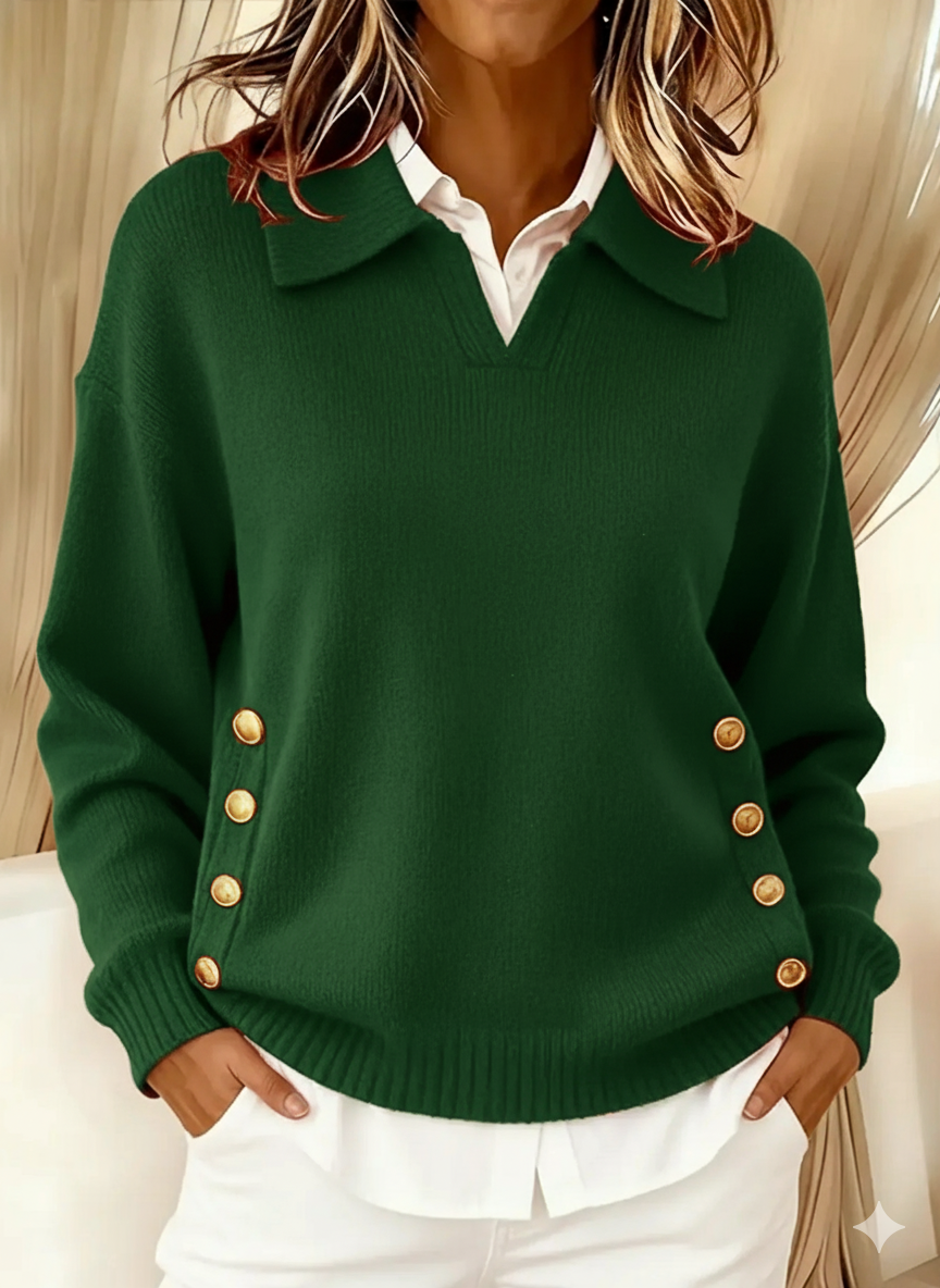 V-Neck Sweater with Collar