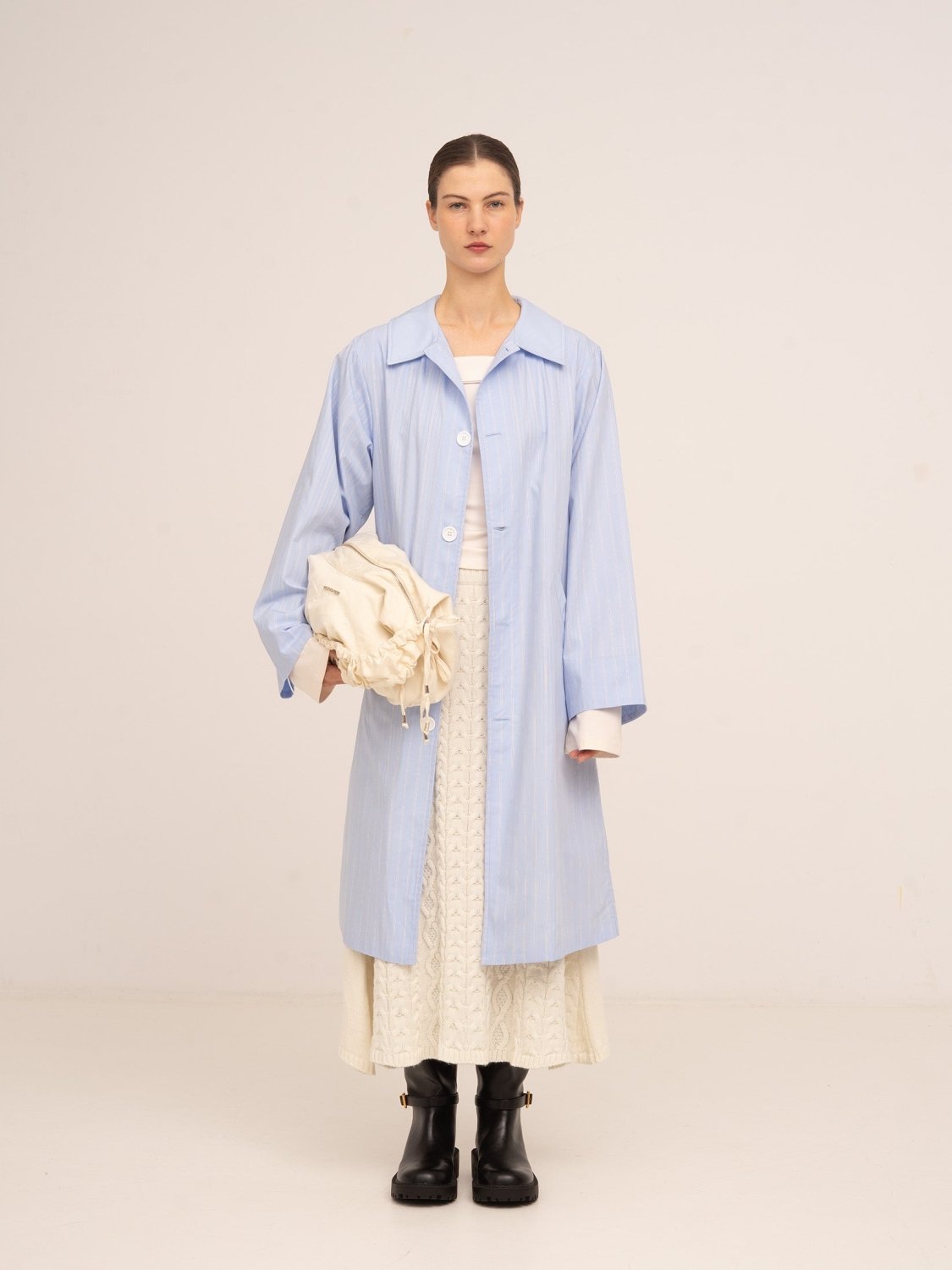 Hunter Striped Blue Trench Coat