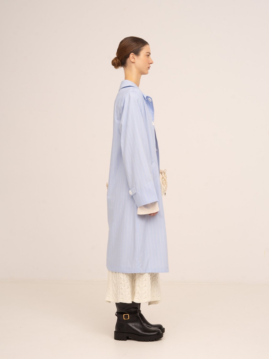Hunter Striped Blue Trench Coat