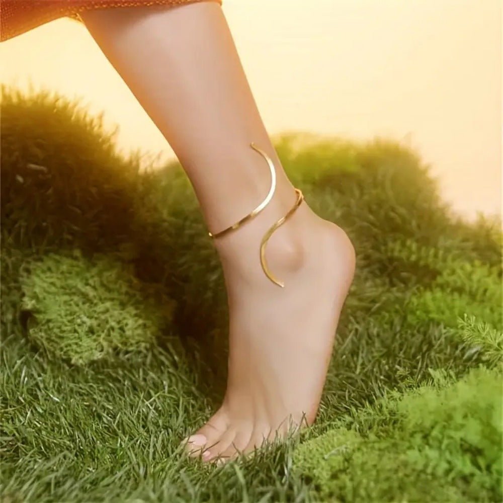Simple geometric adjustable anklet bracelet