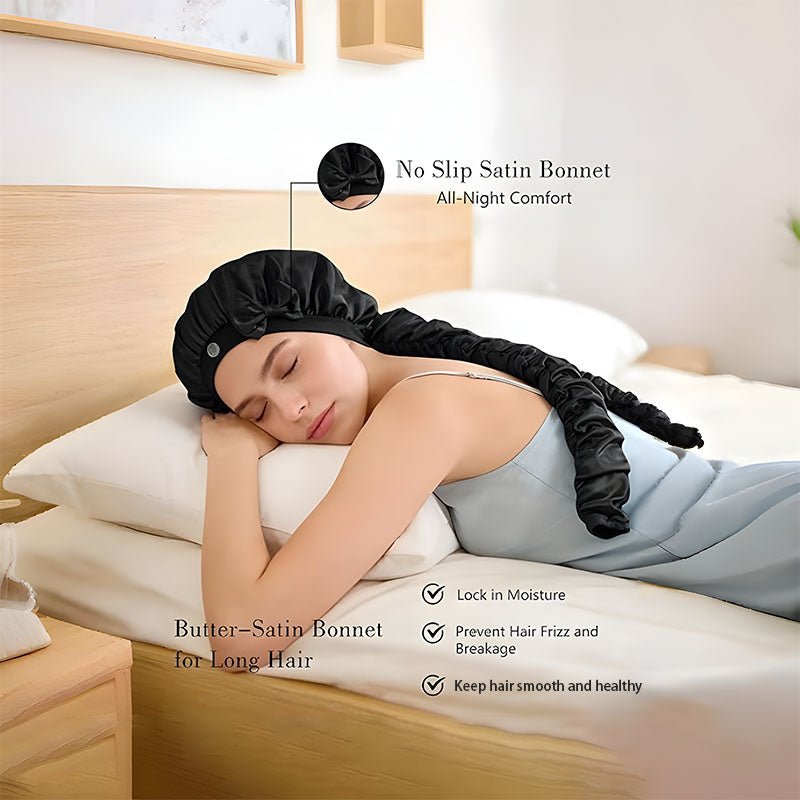 Satin Stretch Non-Slip Sleep Bonnet for Curly Hair