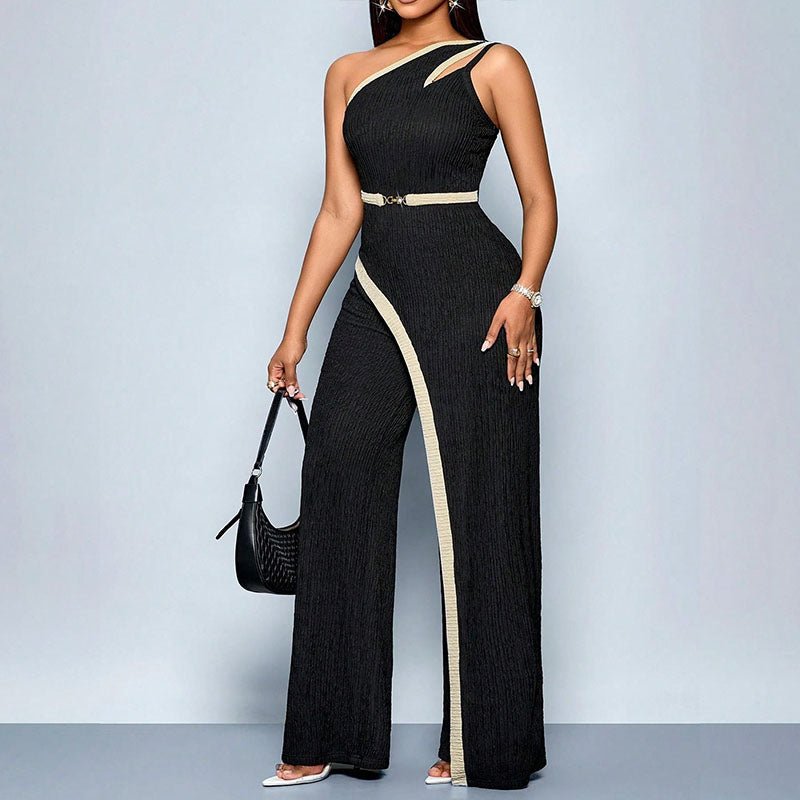 One-shoulder cut-out wide-leg jumpsuit