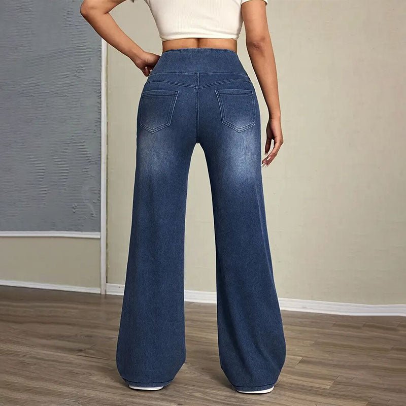High-waisted stretch wide-leg jeans