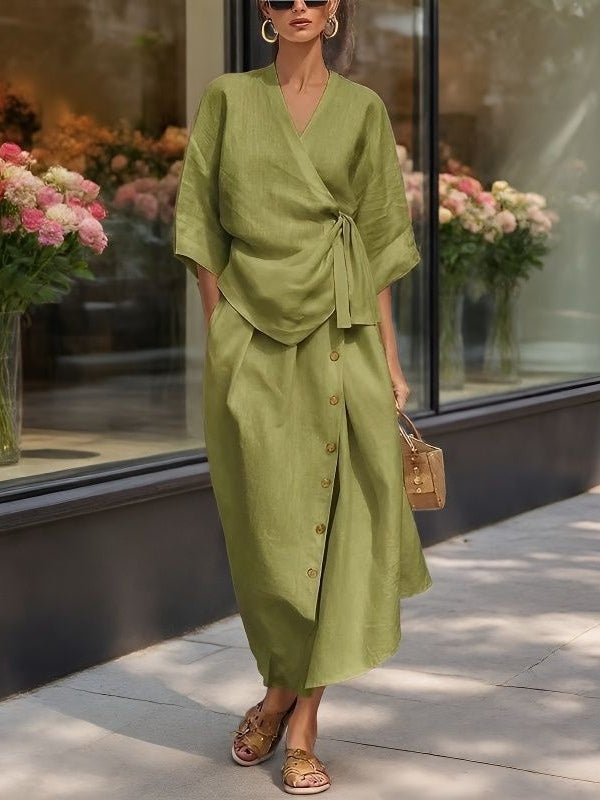 Women's Casual Solid-Color Loose Two-Piece Dress Set