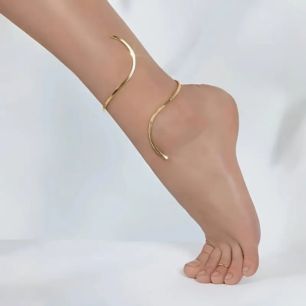 Simple geometric adjustable anklet bracelet