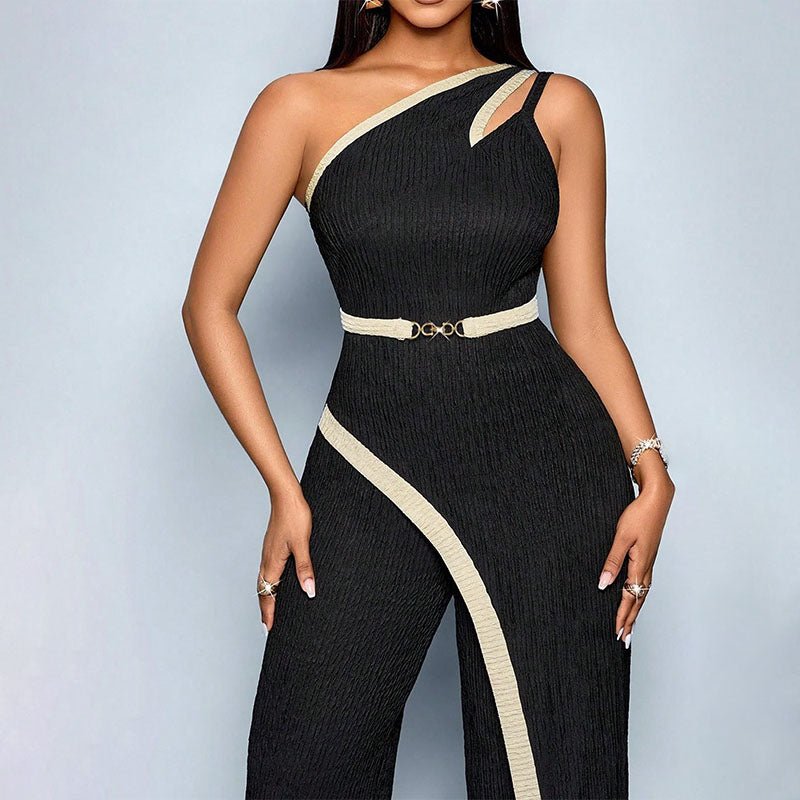 One-shoulder cut-out wide-leg jumpsuit