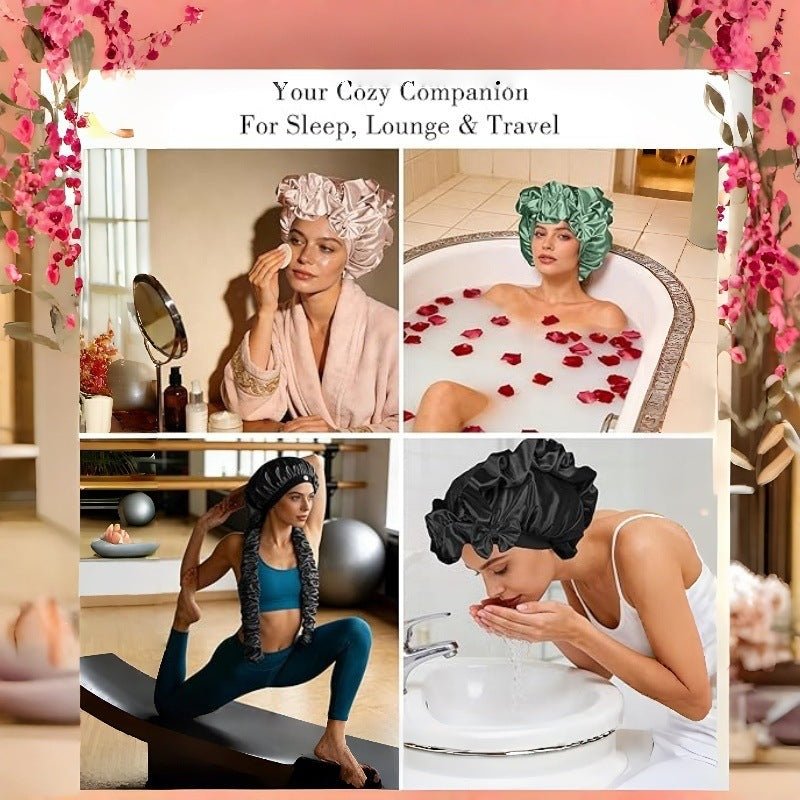 Satin Stretch Non-Slip Sleep Bonnet for Curly Hair