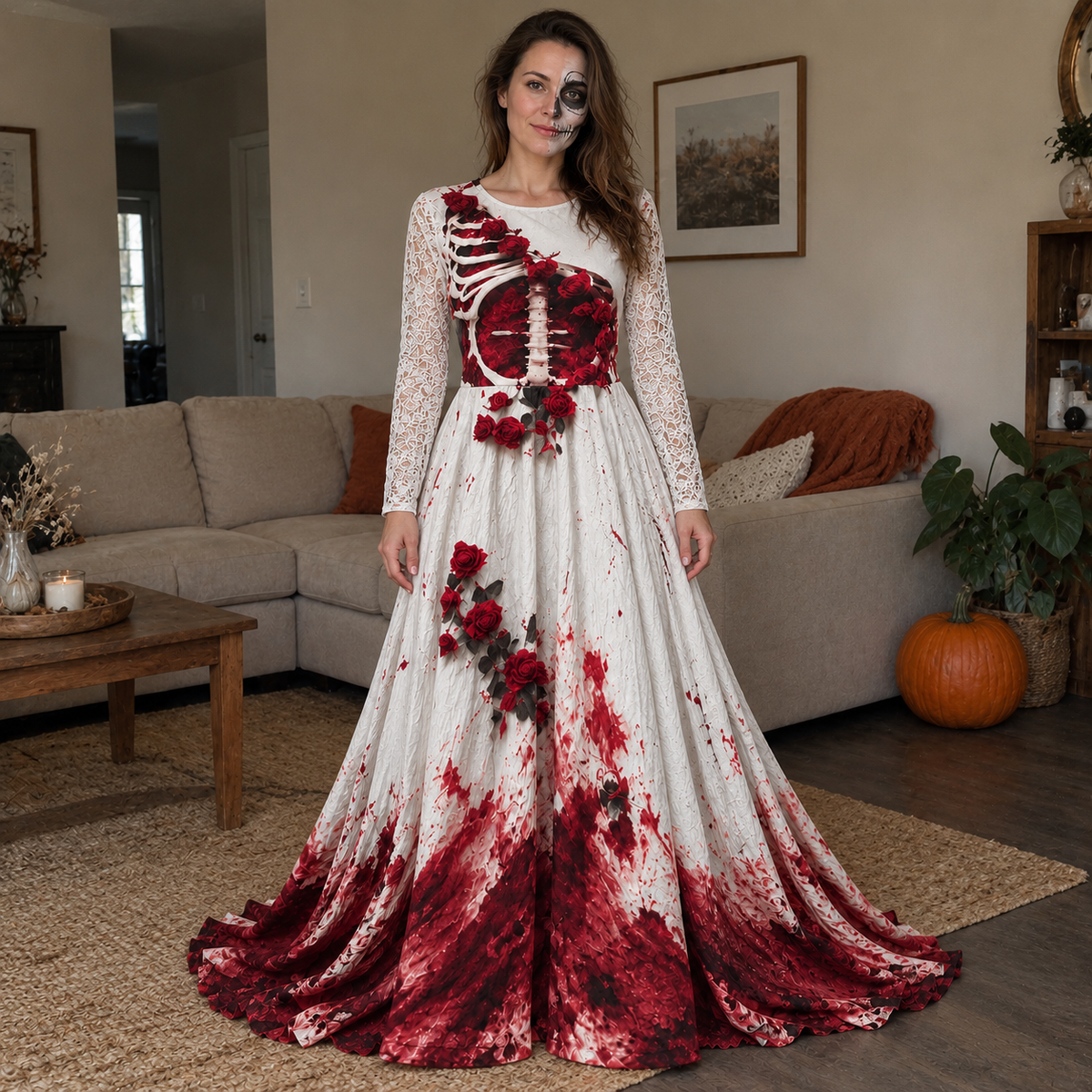 Women's Long Sleeve Maxi Dress | Halloween