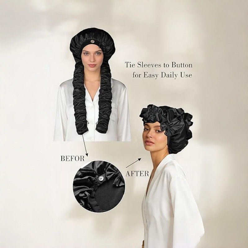 Satin Stretch Non-Slip Sleep Bonnet for Curly Hair