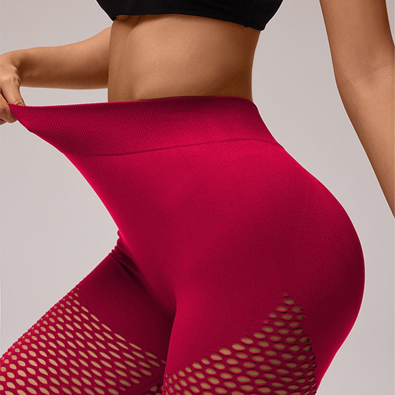 High-Waisted Butt-Lifting Mesh Cutout Stretchy Athletic Leggings