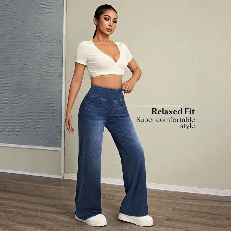 High-waisted stretch wide-leg jeans
