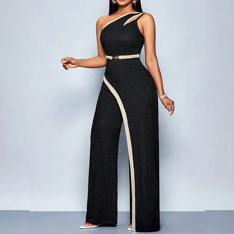 One-shoulder cut-out wide-leg jumpsuit