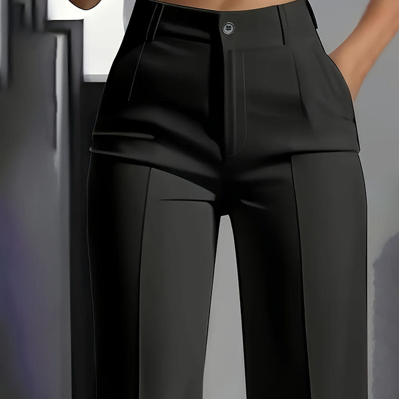 High-waisted straight-leg tailored trousers