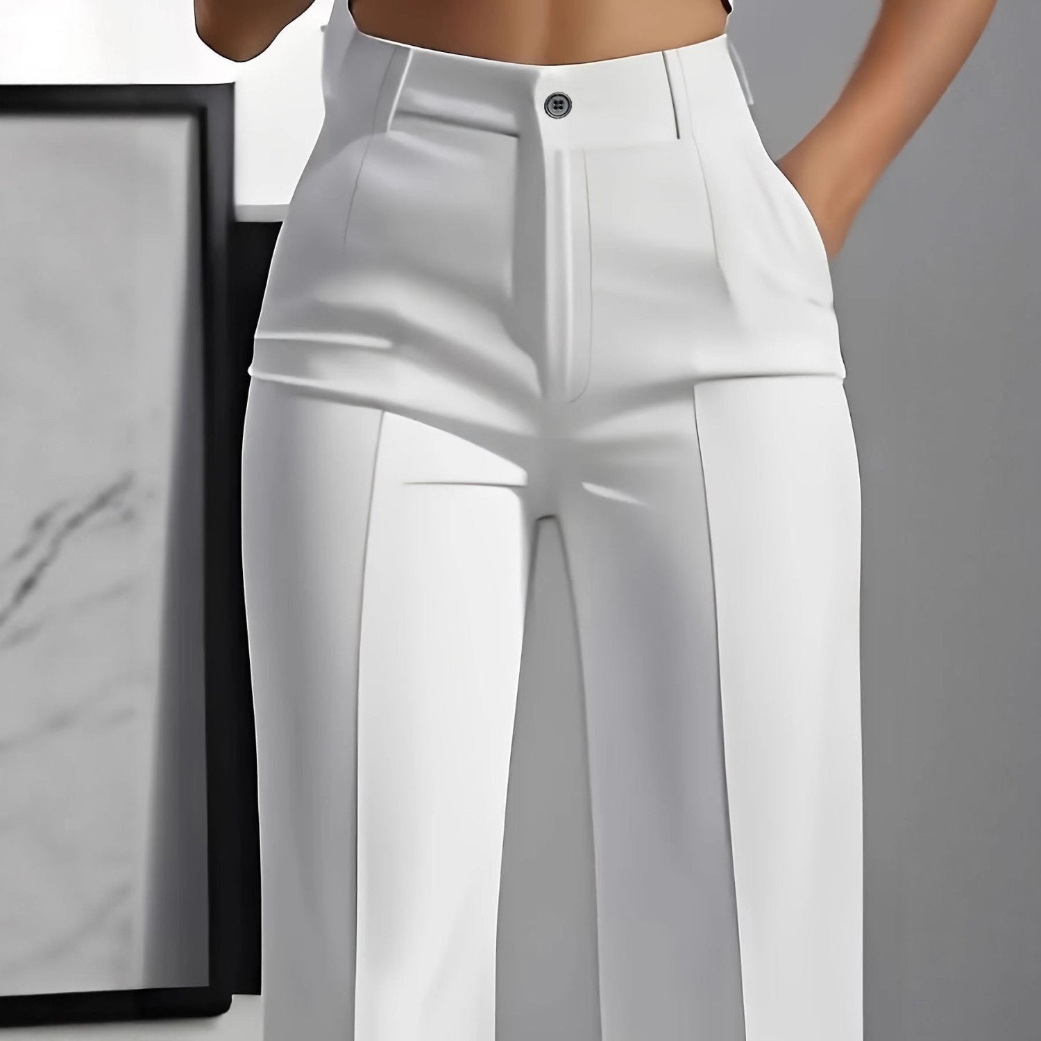 High-waisted straight-leg tailored trousers