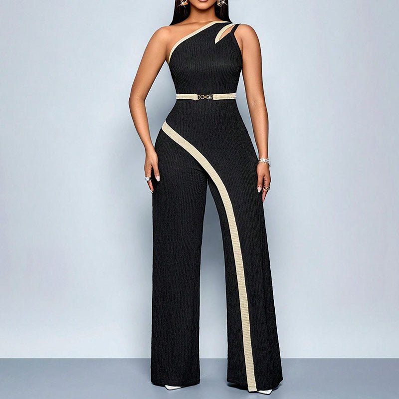 One-shoulder cut-out wide-leg jumpsuit
