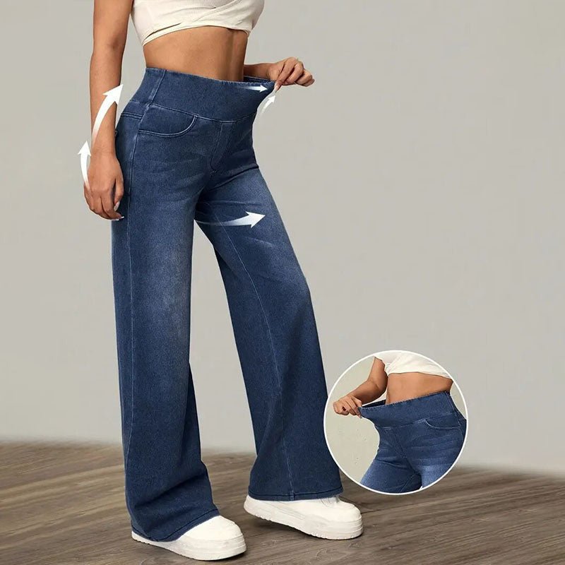 High-waisted stretch wide-leg jeans