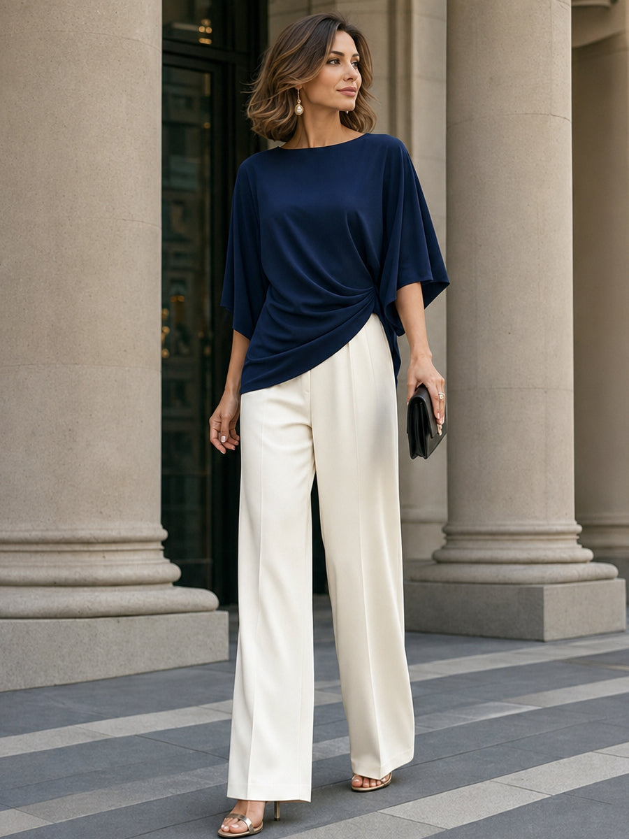 Gabriela | Draped Blouse & Wide-Leg Pant Set | FINAL SALE