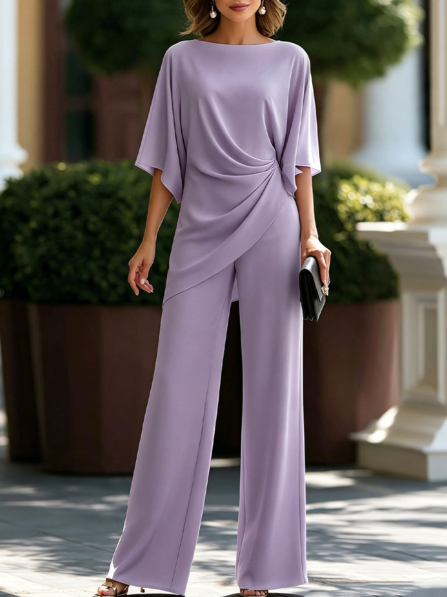 Gabriela | Draped Blouse & Wide-Leg Pant Set | FINAL SALE