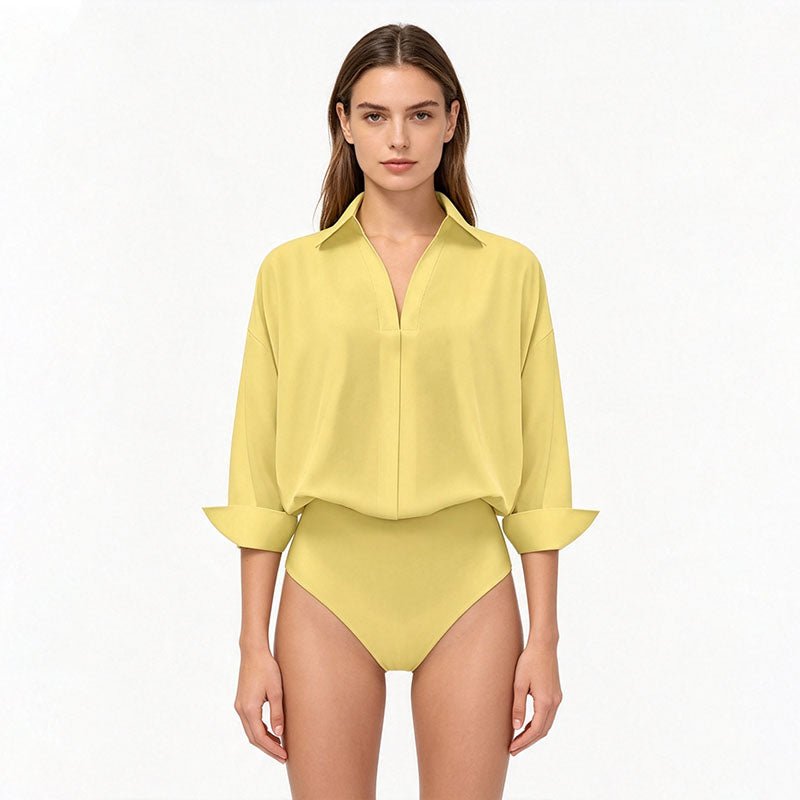 Relaxed-fit collared shirt jumpsuit