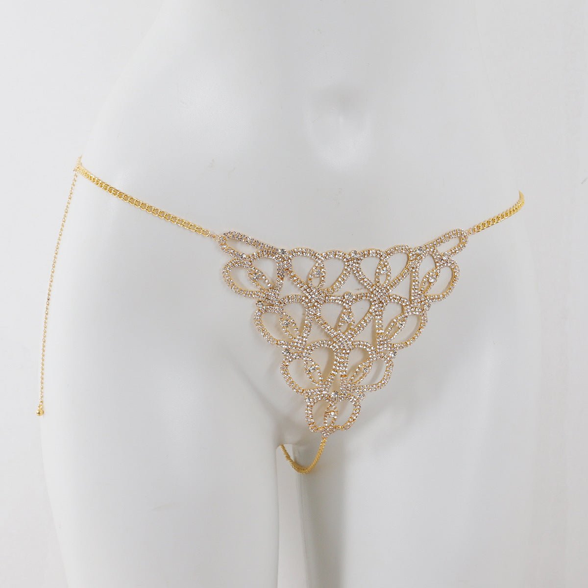 Rhinestone Heart Bra & Panty Body Chain Set