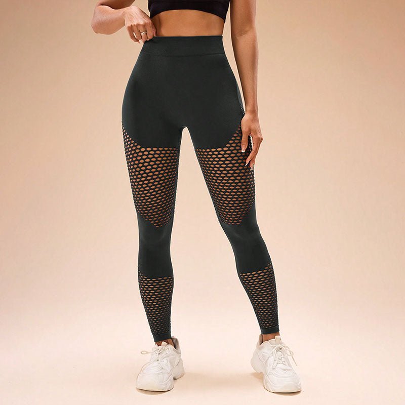 High-Waisted Butt-Lifting Mesh Cutout Stretchy Athletic Leggings
