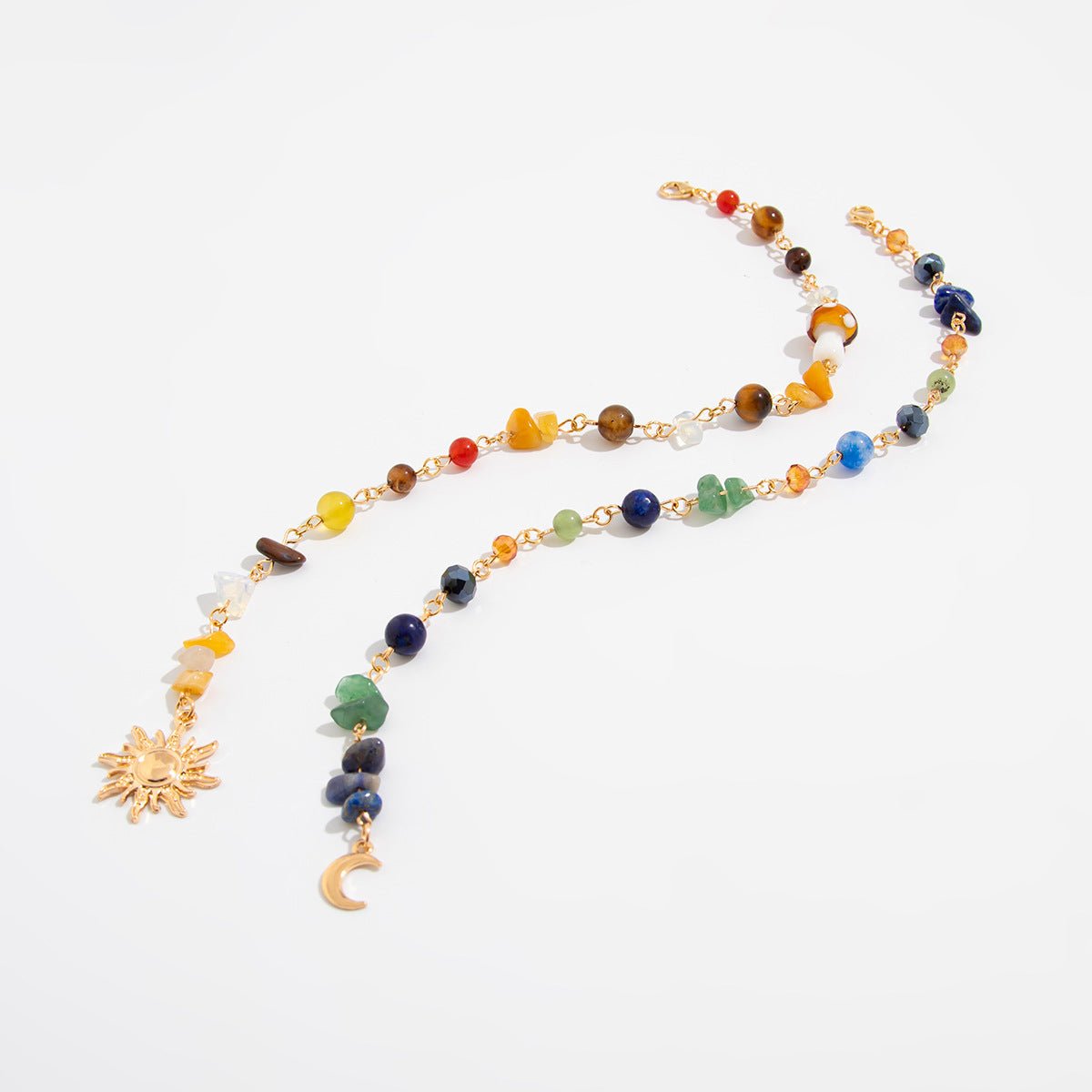 Sun and Moon Pendant Crystal Chip Beaded Hair Accessory Chain