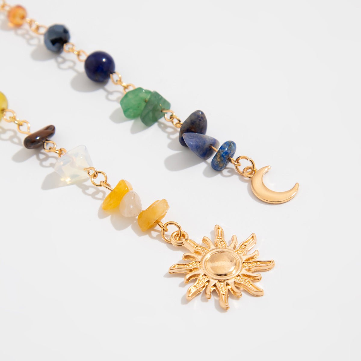 Sun and Moon Pendant Crystal Chip Beaded Hair Accessory Chain