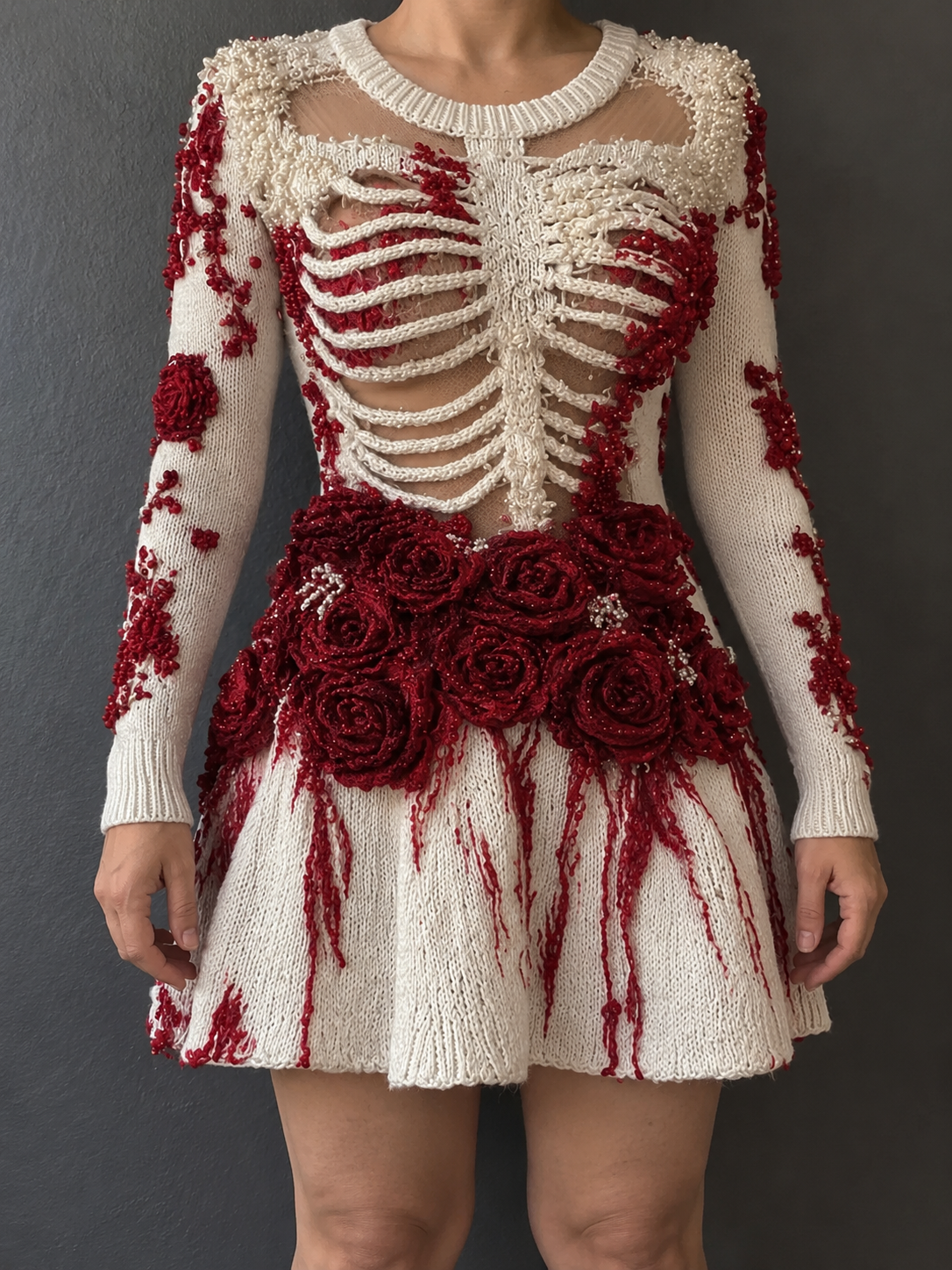 Women's Long Sleeve White Mini Dress | Halloween