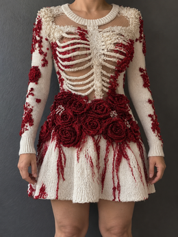 Women's Long Sleeve White Mini Dress | Halloween