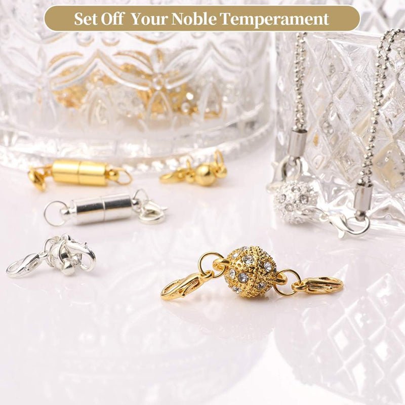 Magnetic diamond-encrusted ball jewelry clasp set