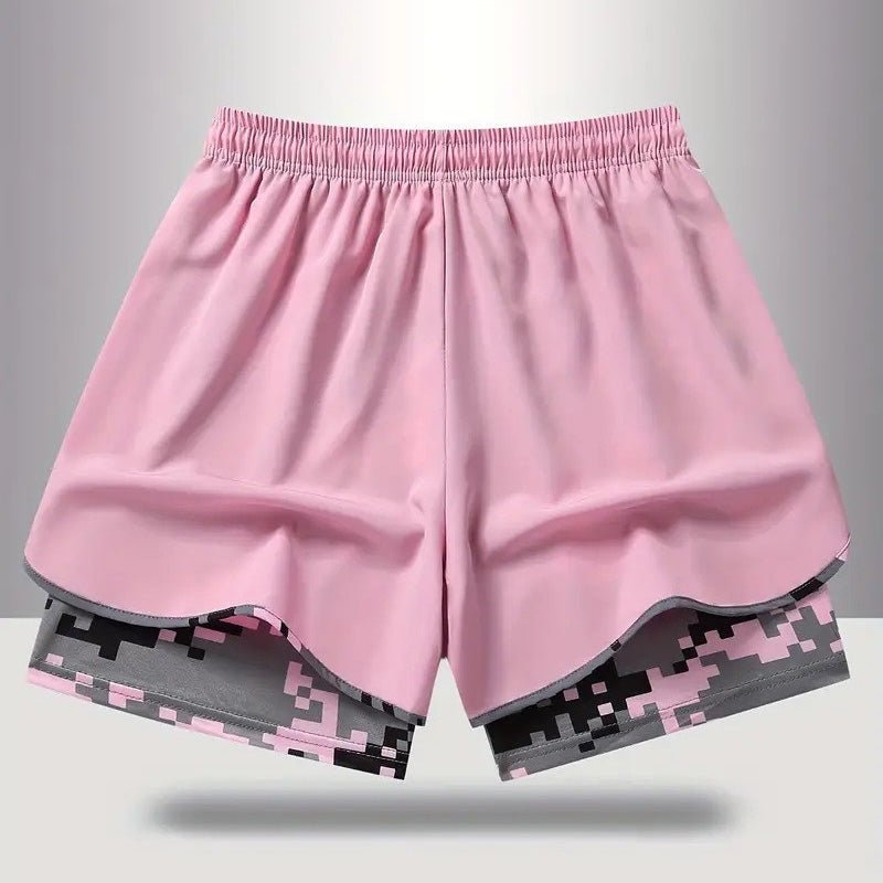 Double-layered camouflage lining running shorts