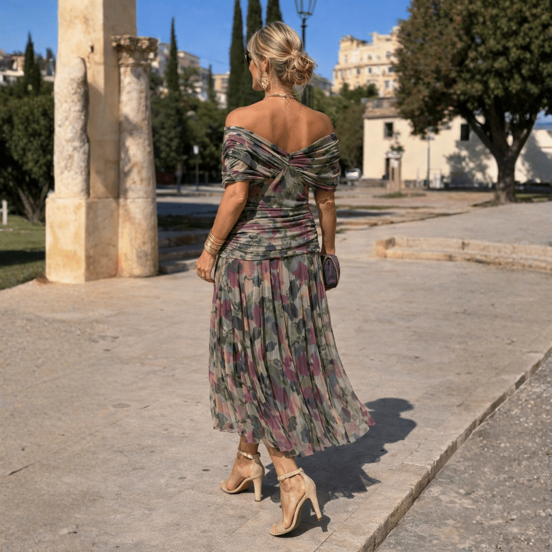 Norma - Off-Shoulder Chiffon Wrap Dress  | FINAL SALE