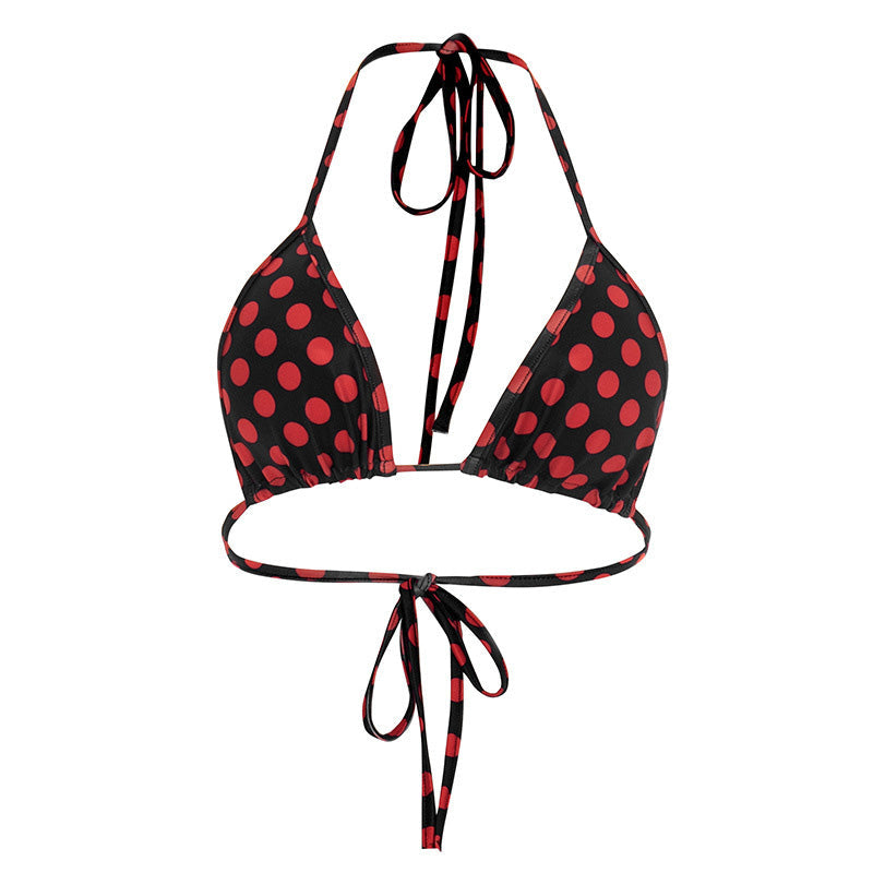 Retro polka dot top paired with cropped pants set