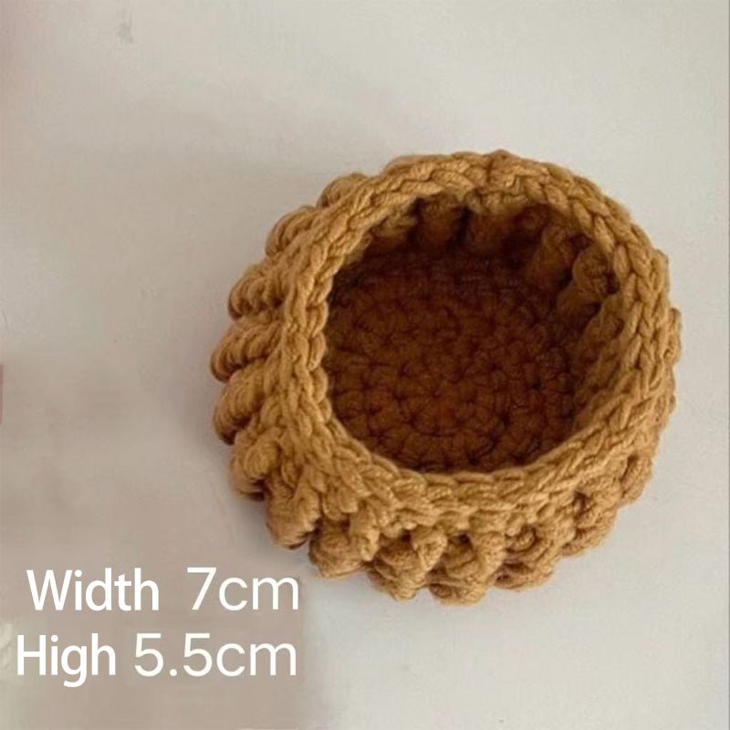3D Floral Knitted Coaster and Storage Basket Set