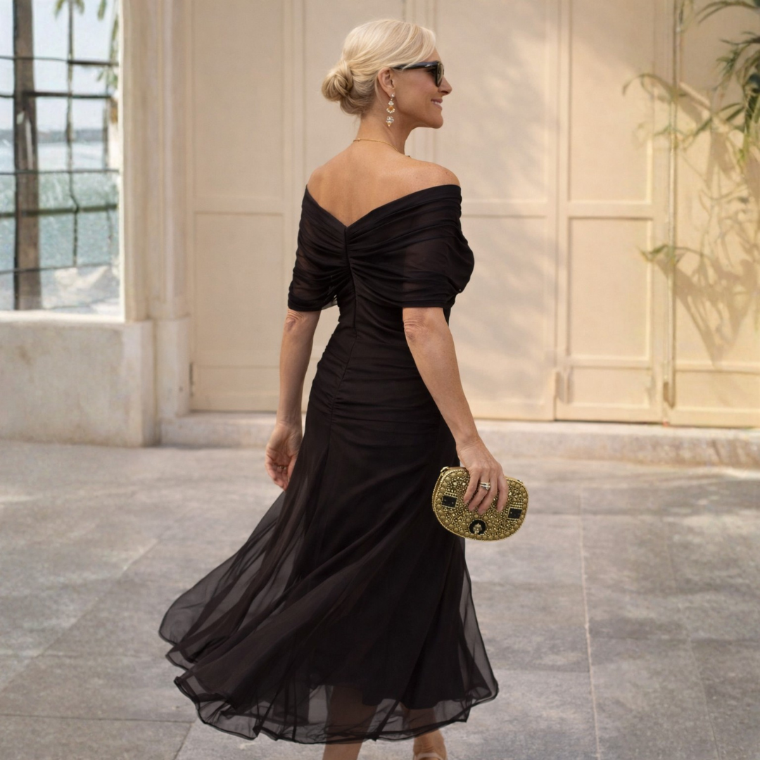 Norma - Off-Shoulder Chiffon Wrap Dress  | FINAL SALE