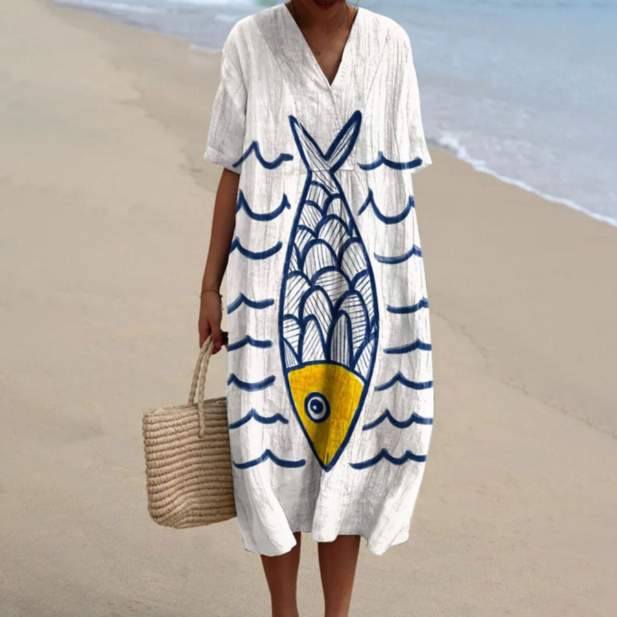 Kalinda™ | Fish-Print Summer Dress