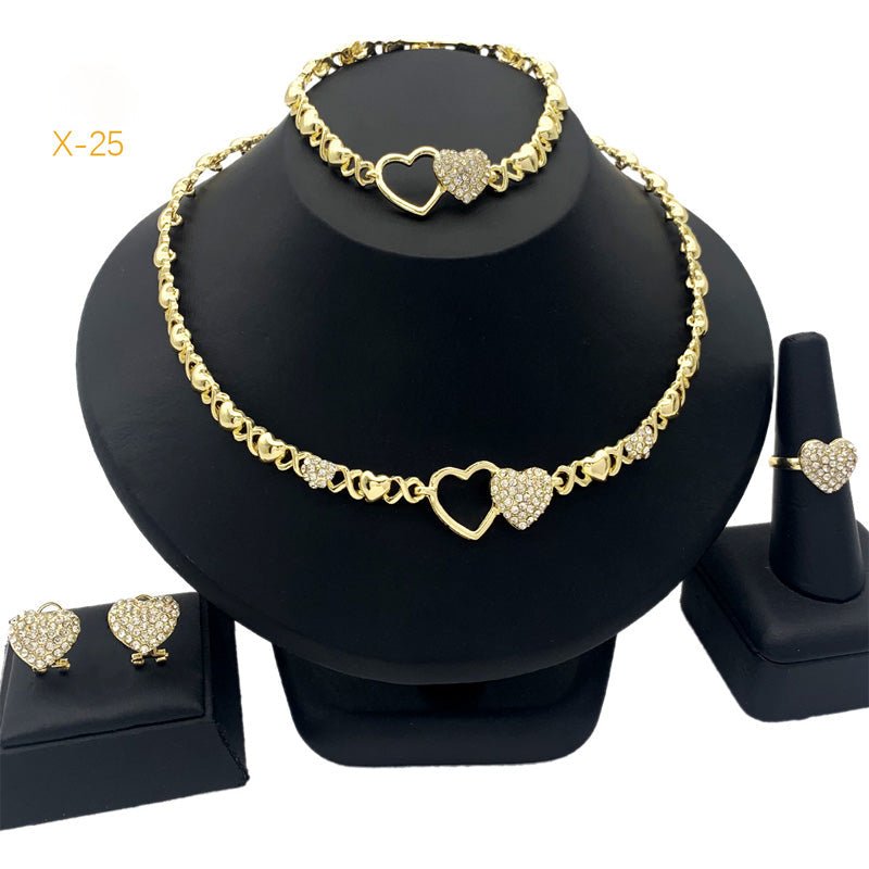 Romantic Heart Rhinestone Jewelry Set
