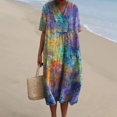 Sienna™ | Coastal Canvas V-Neck Midi Dress