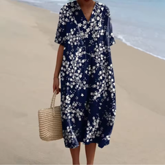 Marisella™ | Navy Floral Breeze Midi Dress
