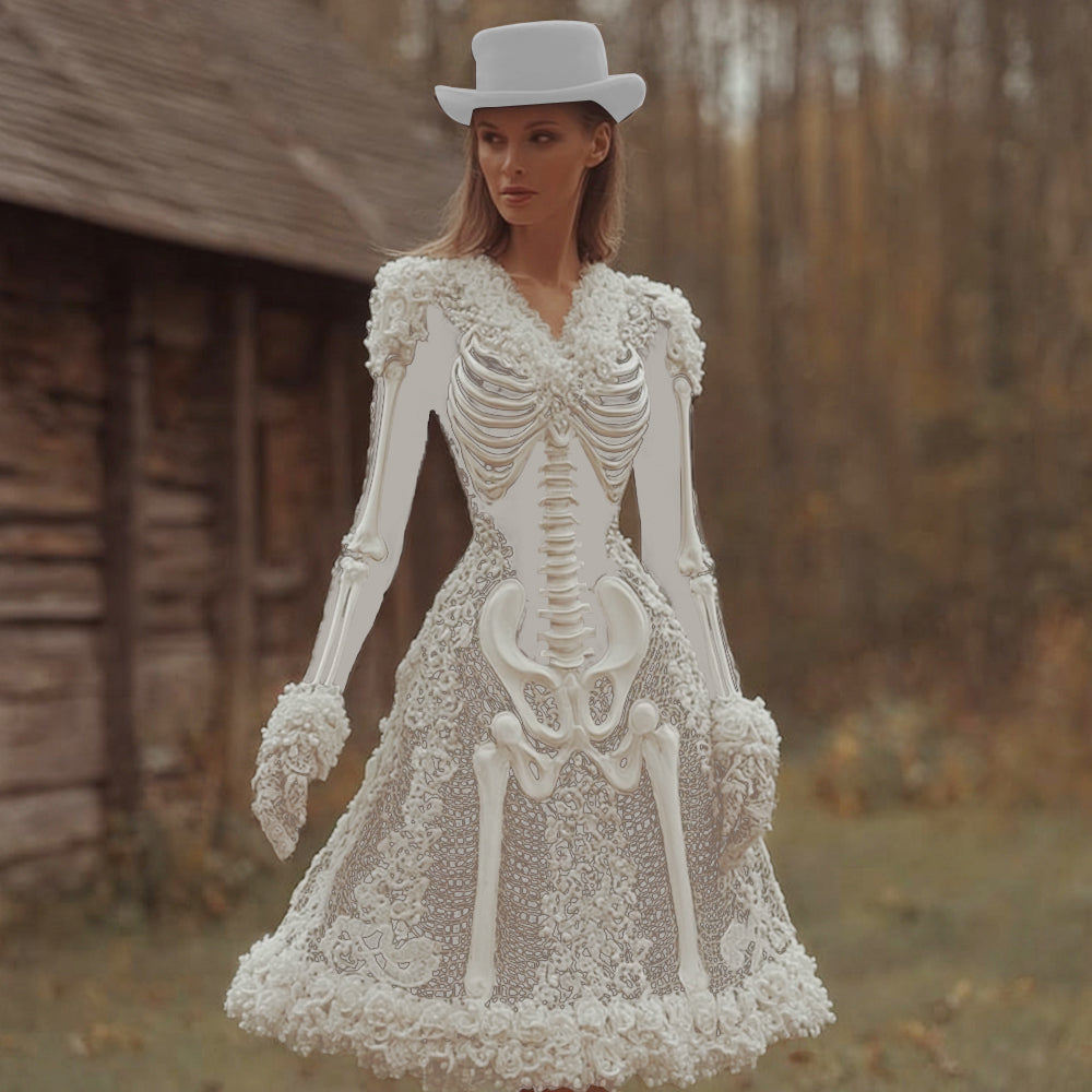 Women's Long Sleeve Gothic Midi Dress | Halloween