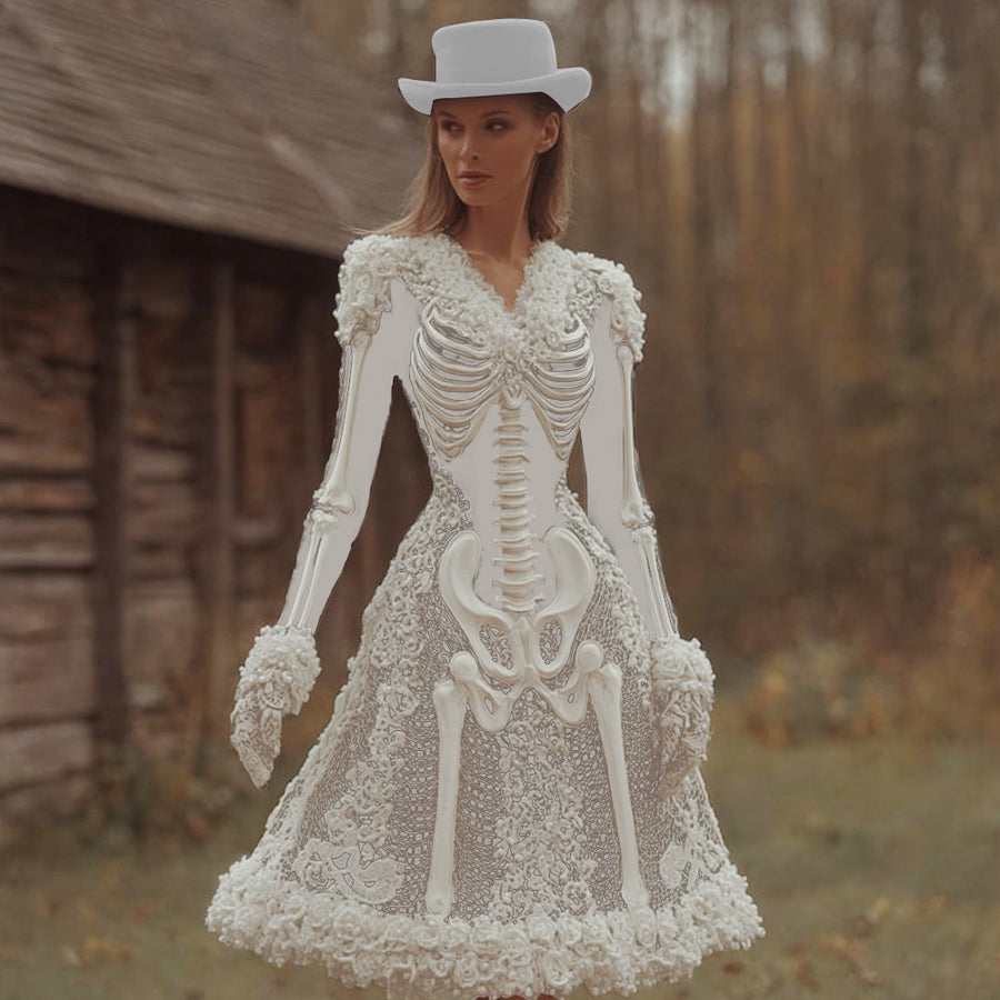 Women's Long Sleeve Gothic Midi Dress | Halloween