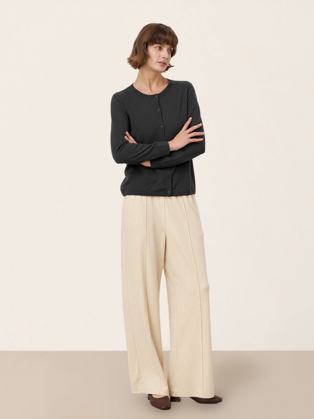 Extra-Fine Merino Wool Buttoned Knit Cardigan CAYLA