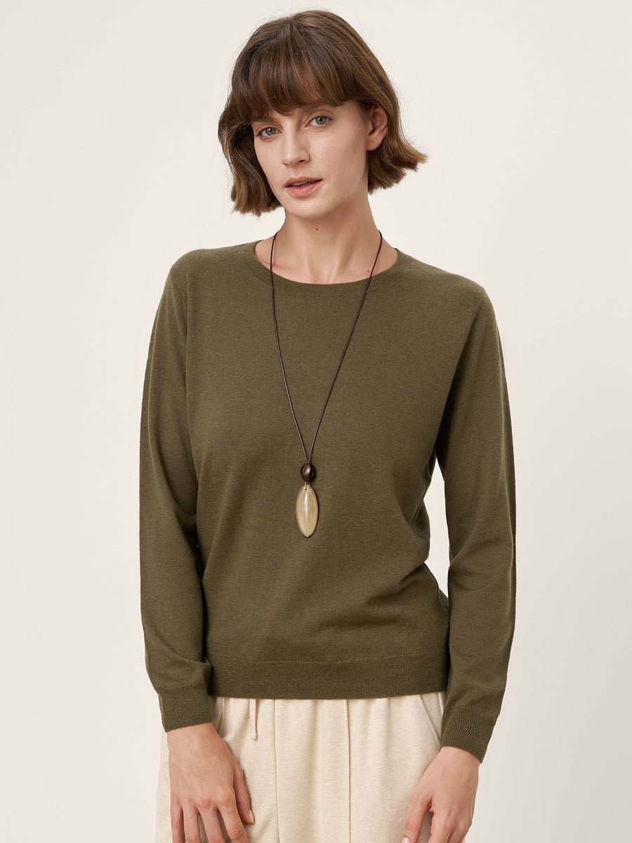 Extra-Fine Merino Wool Essential Crew Neck Knit Sweater BRIDGET
