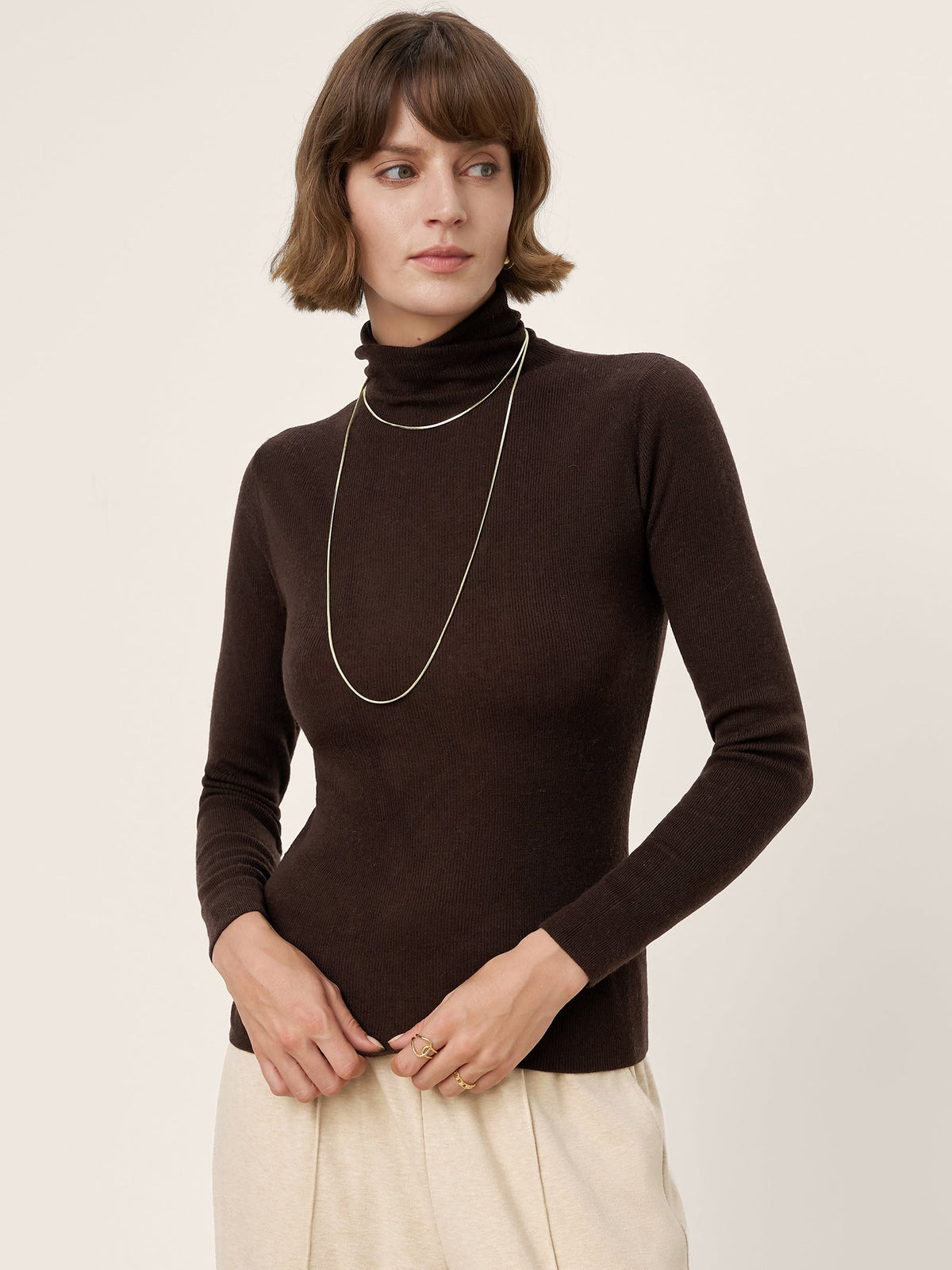 Extra-Fine Merino Wool Turtleneck Knit Sweater JOLENE