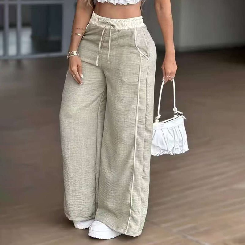 High-waisted patch pocket straight-leg pants