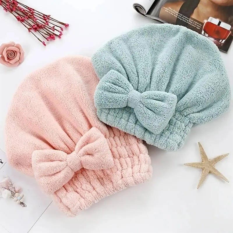 Bow-knot Coral Fleece Thickened Shower Cap