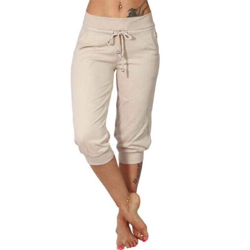 Casual drawstring pocket capri sweatpants