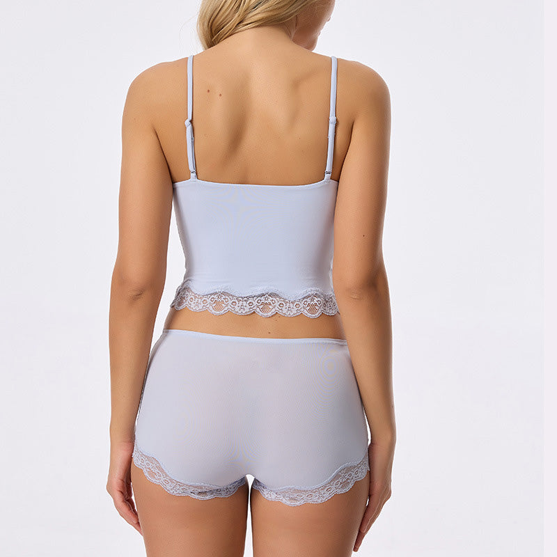 Lace Trim Cami and Shorts Lingerie Set