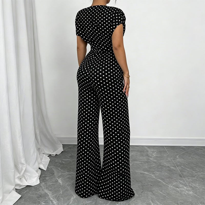 Asymmetrical off-shoulder wide-leg jumpsuit