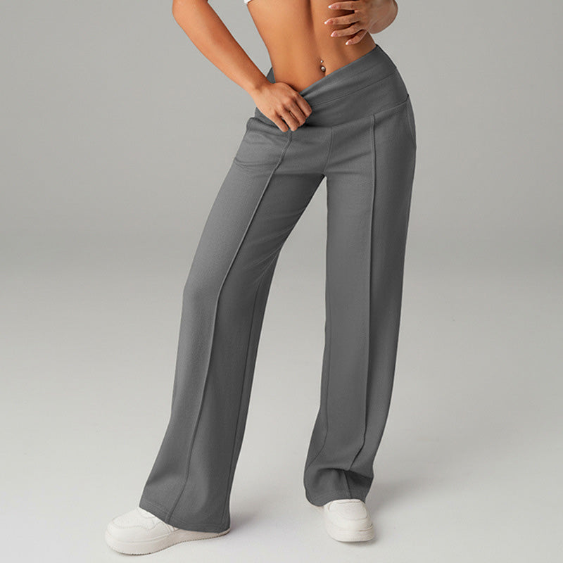 High-waisted wide-leg flared casual yoga pants